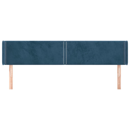 Cabeceira de cama c/ abas tecido 183x16x78/88cm azul-escuro