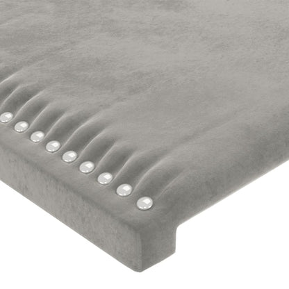 Cabeceira de cama c/ abas veludo 203x16x78/88 cm cinzento-claro