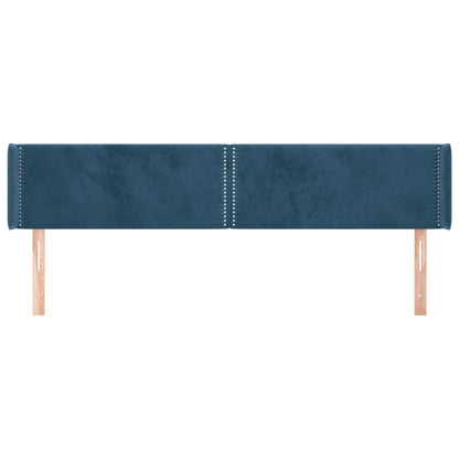 Cabeceira de cama c/ abas veludo 203x16x78/88cm azul-escuro