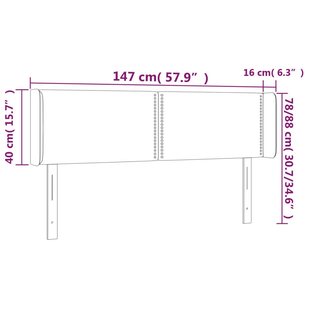 Cabeceira cama c/ abas couro artificial 147x16x78/88 cm branco