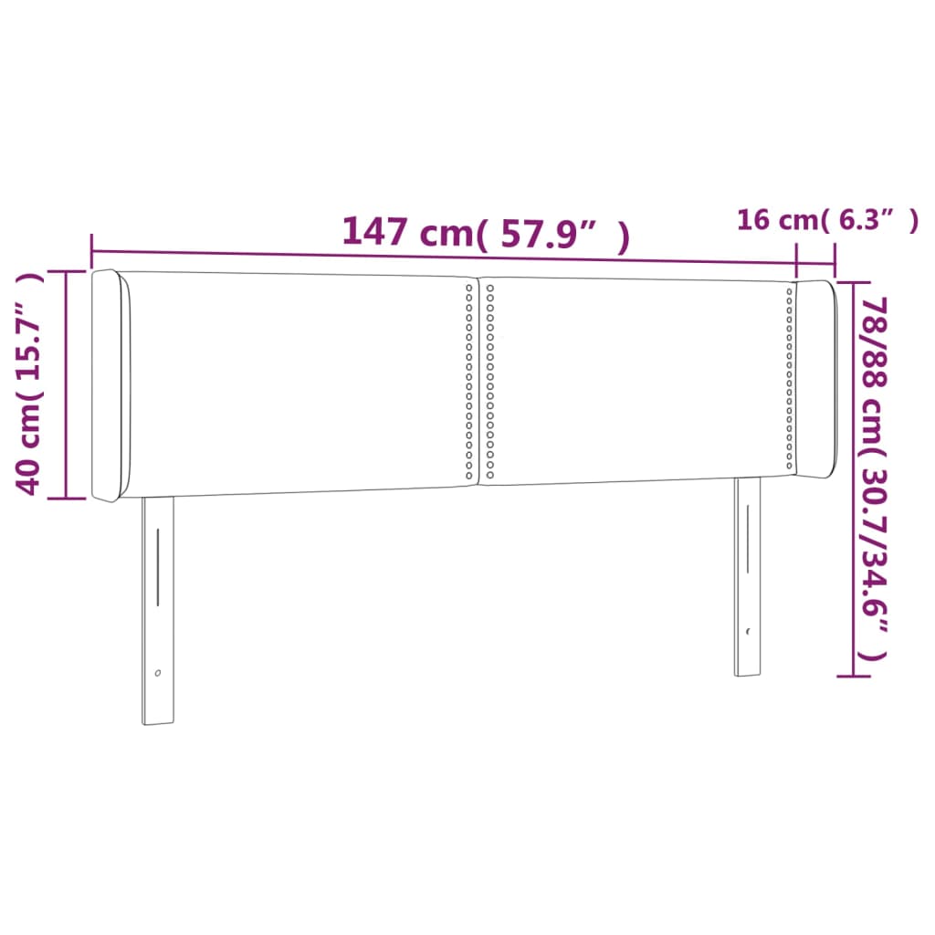 Cabeceira de cama c/ abas couro artificial 147x16x78/88cm cinza