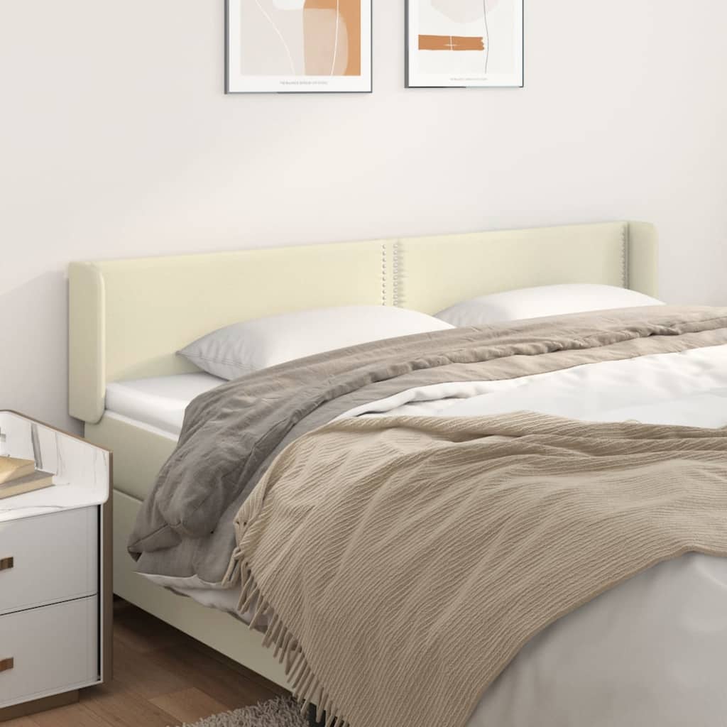 Cabeceira de cama c/ abas couro artificial 163x16x78/88cm creme