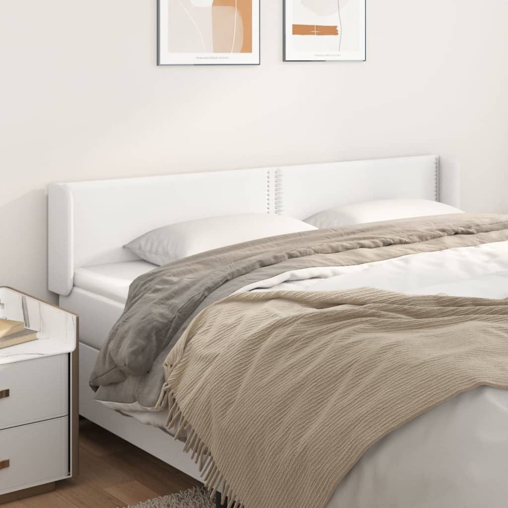 Cabeceira cama c/ abas couro artificial 203x16x78/88 cm branco