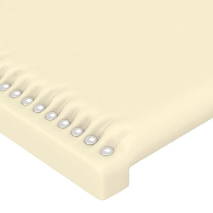 Cabeceira de cama c/ abas couro artificial 203x16x78/88cm creme