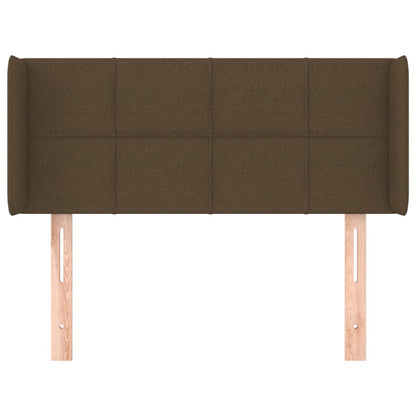 Cabeceira de cama c/ abas tecido 103x16x78/88cm castanho-escuro