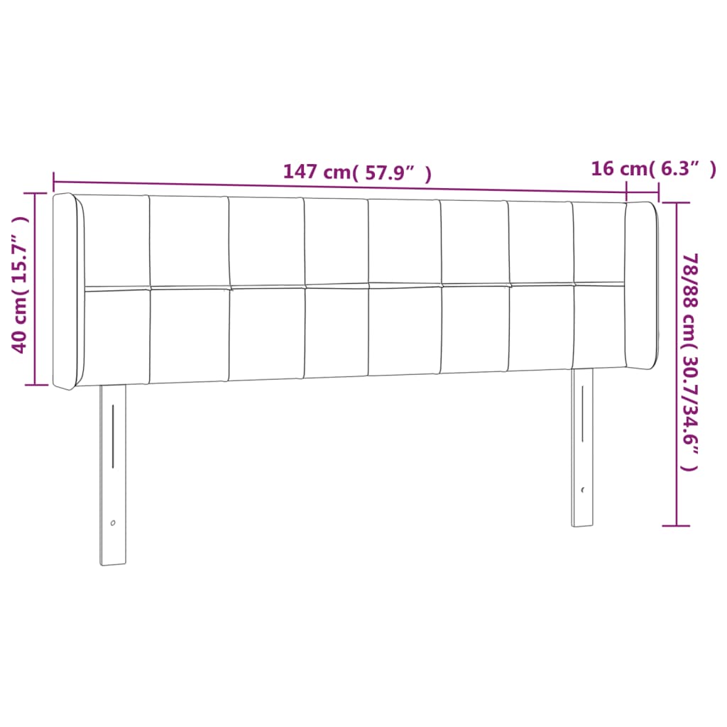 Cabeceira de cama c/ abas tecido 147x16x78/88 cm cinzento-claro