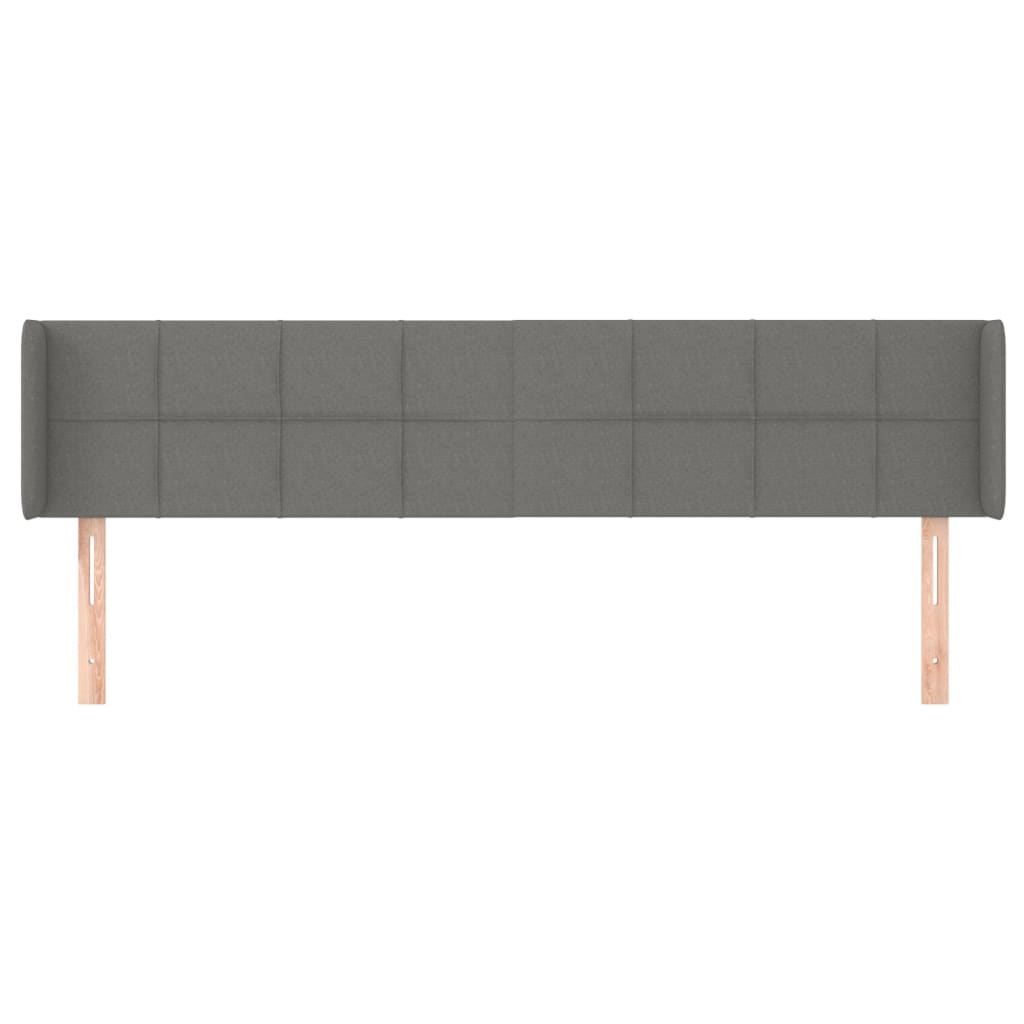 Cabeceira de cama c/ abas tecido 163x16x78/88cm cinzento-escuro