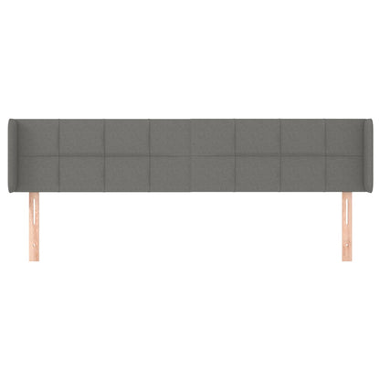 Cabeceira de cama c/ abas tecido 163x16x78/88cm cinzento-escuro