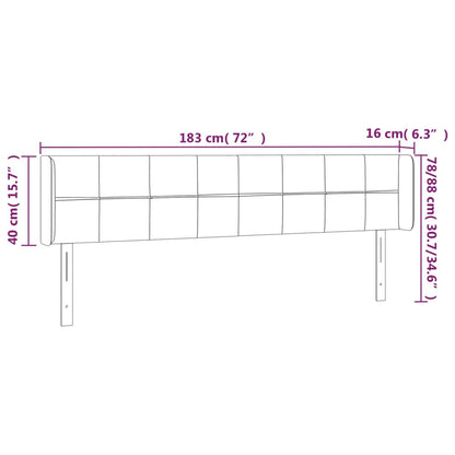 Cabeceira de cama c/ abas tecido 183x16x78/88 cm cinzento-claro