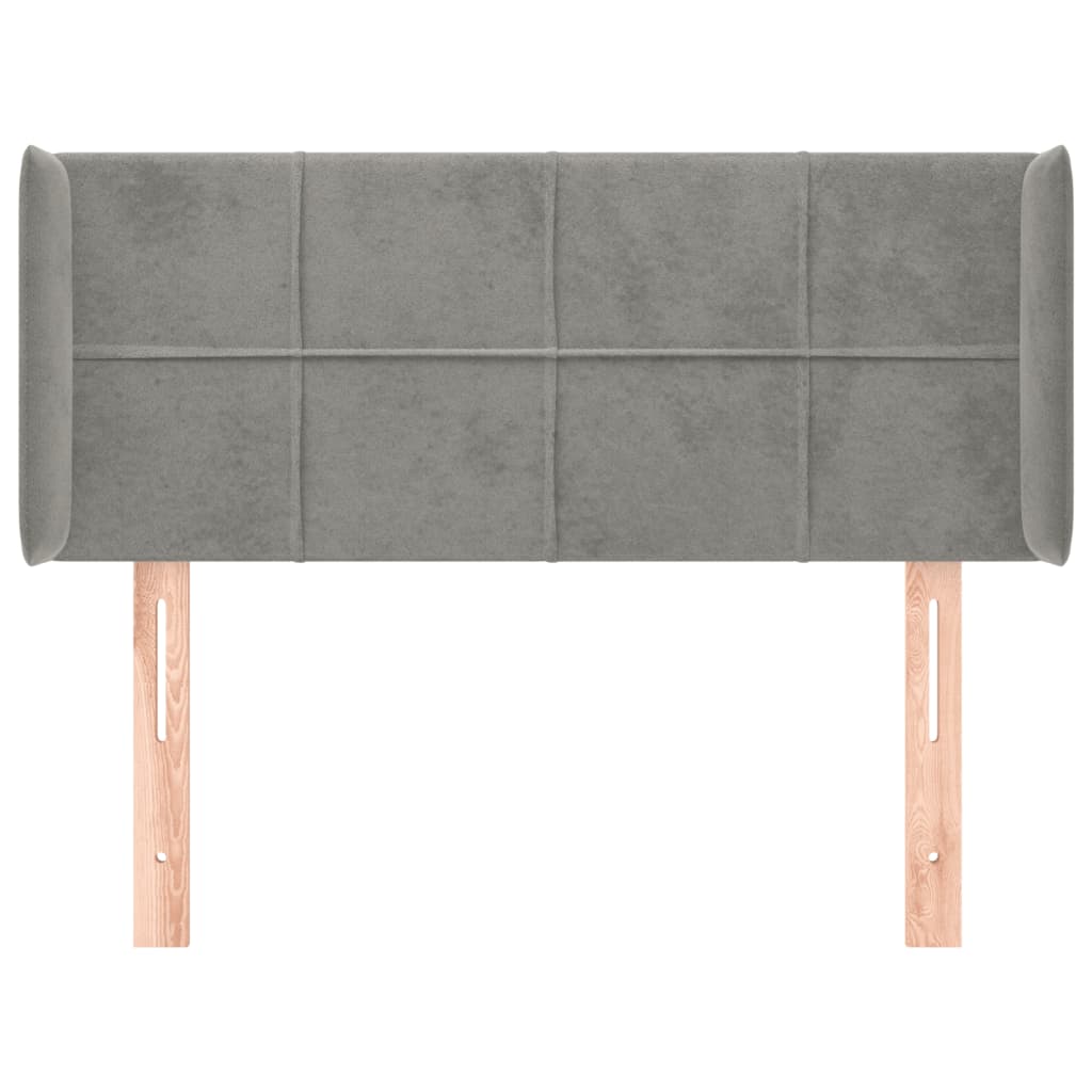 Cabeceira de cama c/ abas veludo 83x16x78/88 cm cinzento-claro