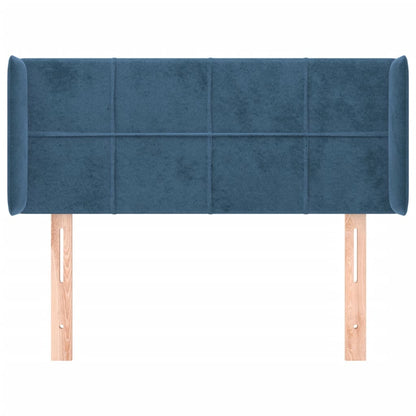 Cabeceira de cama c/ abas veludo 83x16x78/88 cm azul-escuro