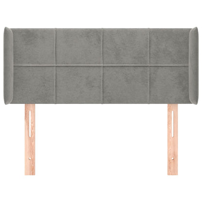 Cabeceira de cama c/ abas veludo 93x16x78/88 cm cinzento-claro