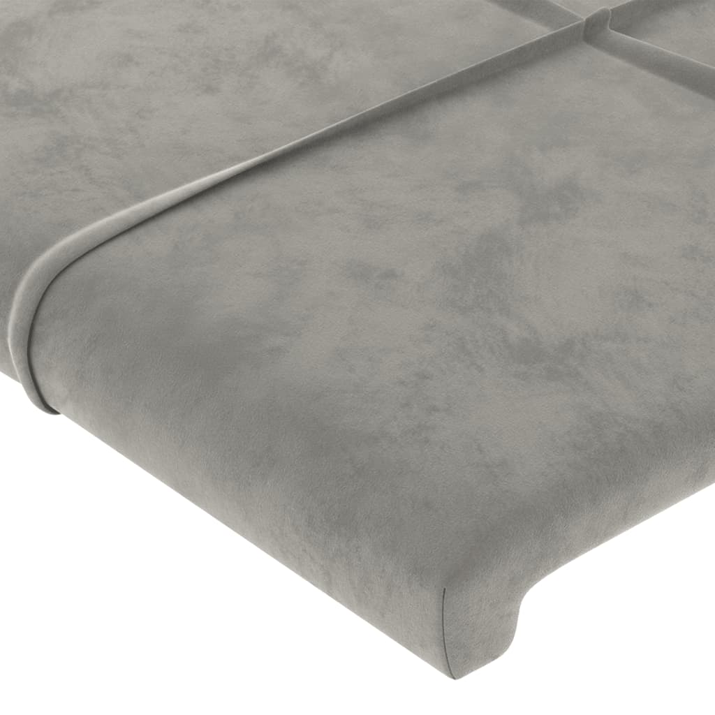 Cabeceira de cama c/ abas veludo 93x16x78/88 cm cinzento-claro