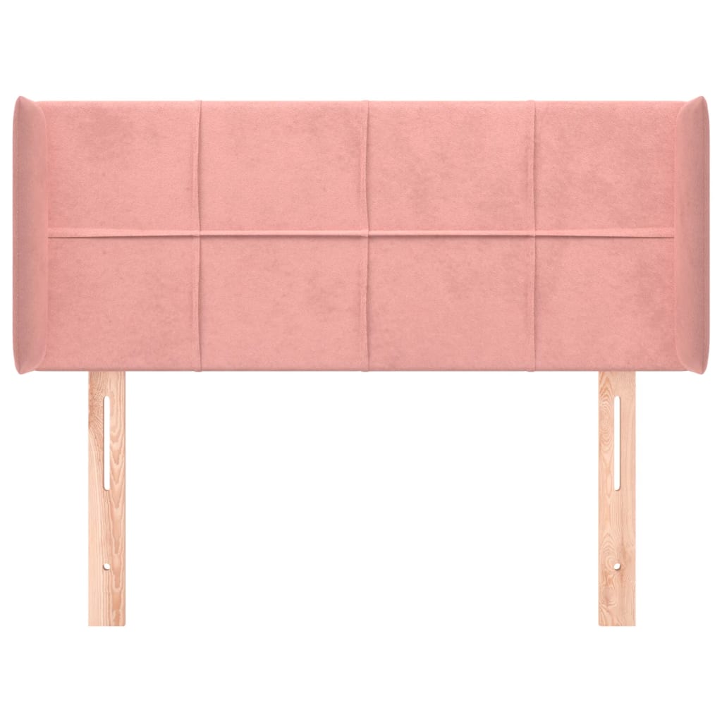 Cabeceira de cama c/ abas veludo 83x16x78/88 cm rosa