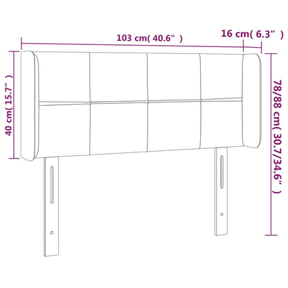 Cabeceira de cama c/ abas veludo 93x16x78/88 cm cinzento-claro