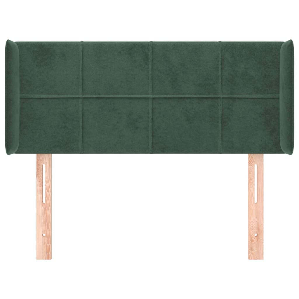 Cabeceira de cama c/ abas veludo 103x16x78/88cm verde-escuro