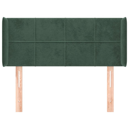 Cabeceira de cama c/ abas veludo 103x16x78/88cm verde-escuro