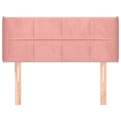 Cabeceira de cama c/ abas veludo 103x16x78/88 cm rosa