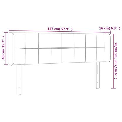 Cabeceira de cama c/ abas veludo147x16x78/88 cm cinzento-claro