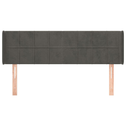 Cabeceira de cama c/ abas veludo 147x16x78/88cm cinzento-escuro