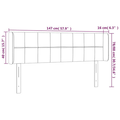 Cabeceira de cama c/ abas tecido 147x16x78/88 cm preto