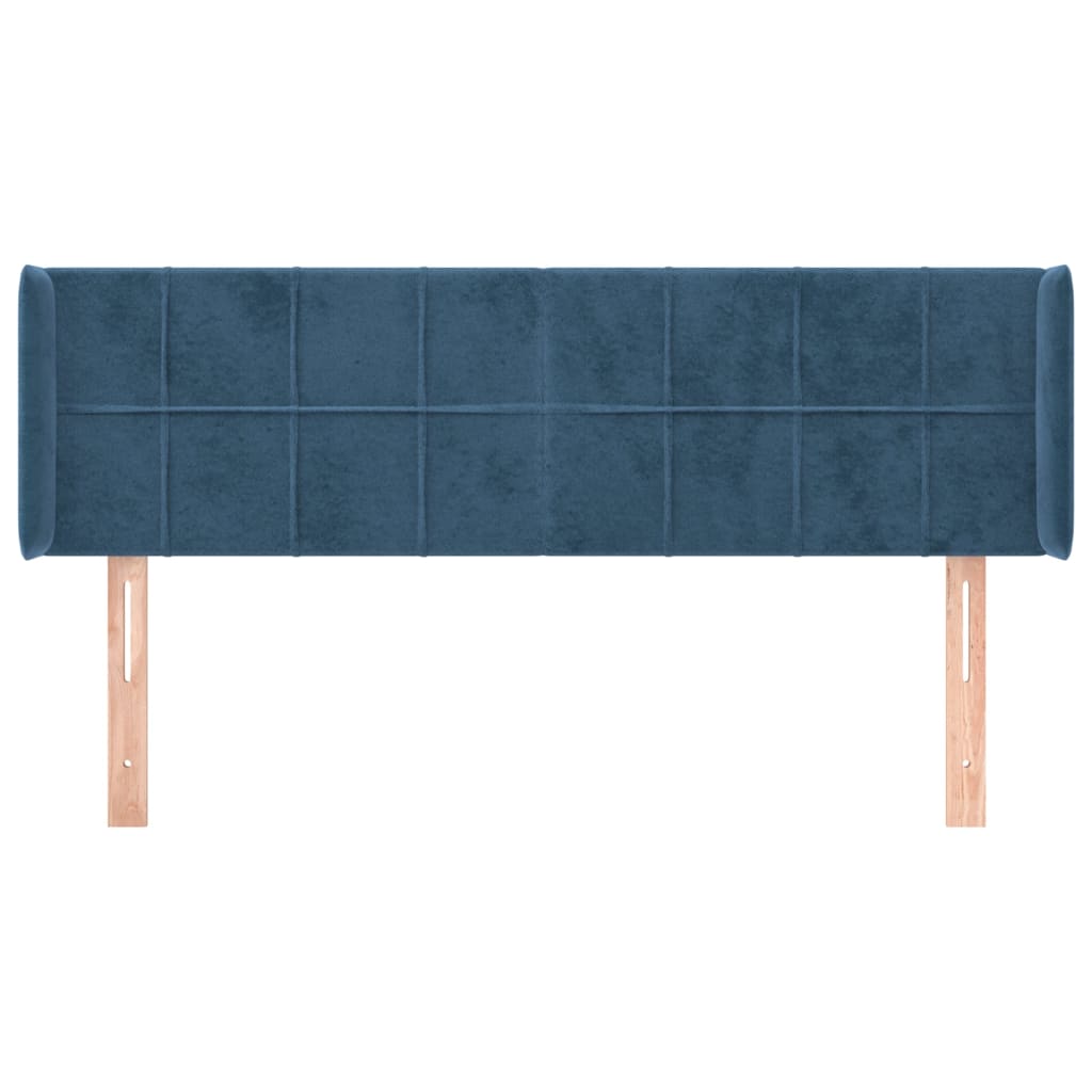 Cabeceira de cama c/ abas tecido 147x16x78/88cm azul-escuro