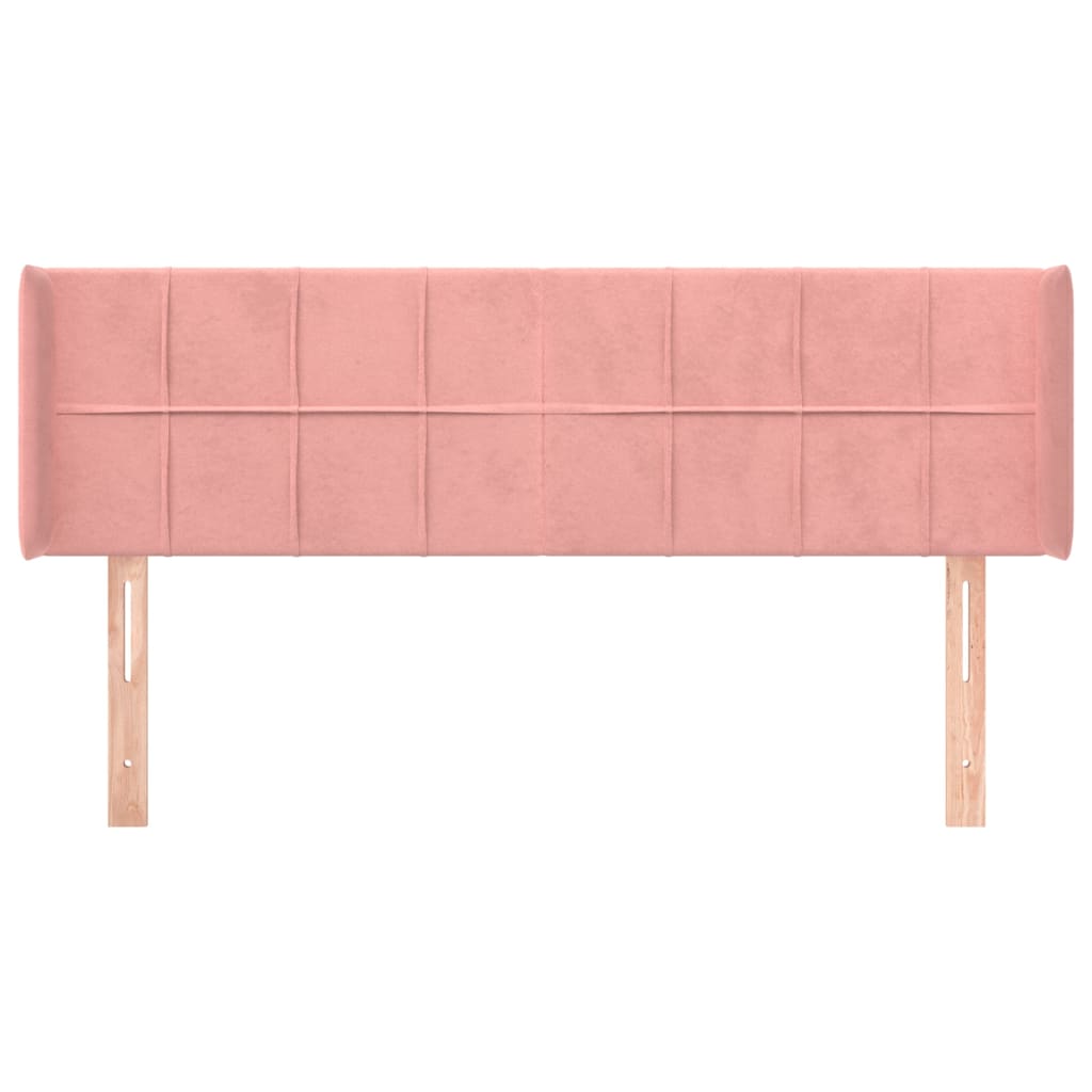 Cabeceira de cama c/ abas veludo 147x16x78/88 cm rosa