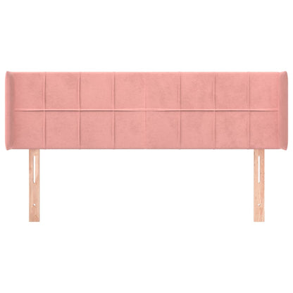 Cabeceira de cama c/ abas veludo 147x16x78/88 cm rosa