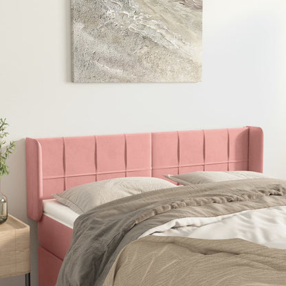 Cabeceira de cama c/ abas veludo 147x16x78/88 cm rosa