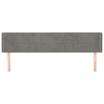 Cabeceira de cama c/ abas veludo 147x16x78/88 cm cinzento-claro