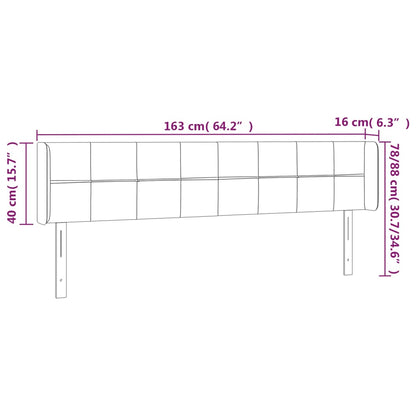 Cabeceira de cama c/ abas veludo 147x16x78/88 cm cinzento-claro