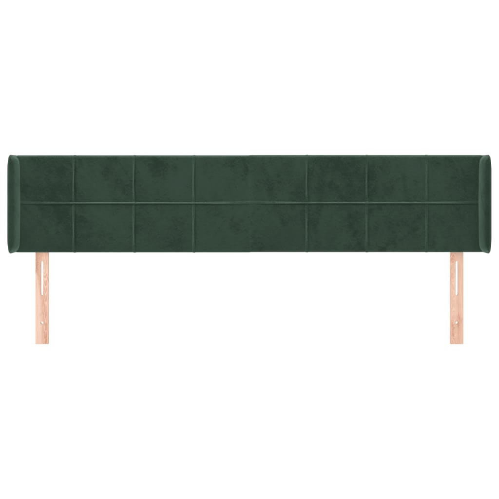 Cabeceira de cama c/ abas veludo 163x16x78/88cm verde-escuro