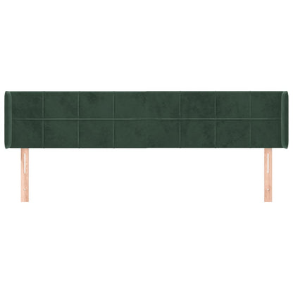 Cabeceira de cama c/ abas veludo 163x16x78/88cm verde-escuro