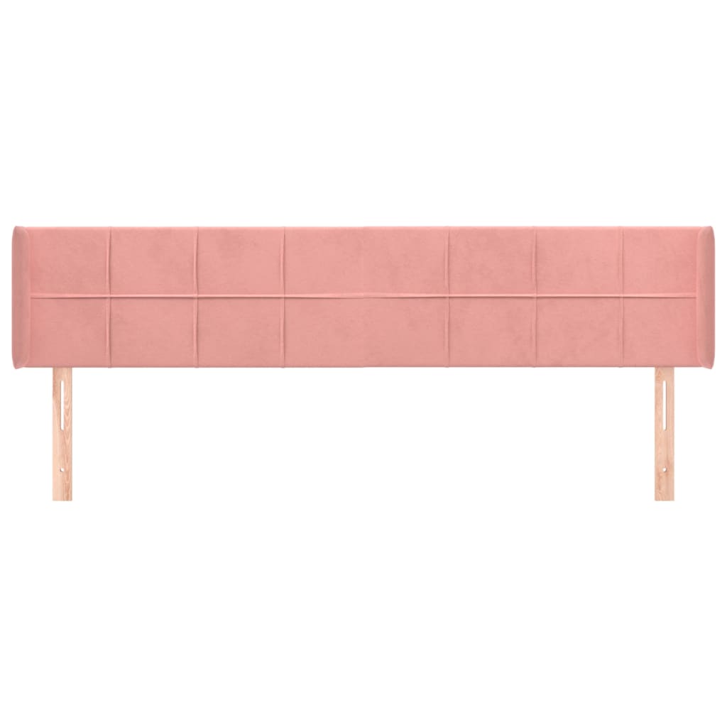 Cabeceira de cama c/ abas veludo 163x16x78/88 cm rosa