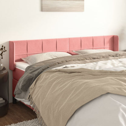 Cabeceira de cama c/ abas veludo 163x16x78/88 cm rosa