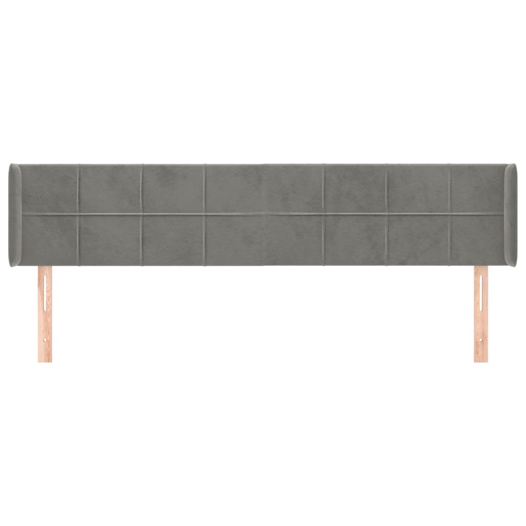 Cabeceira de cama c/ abas veludo 183x16x78/88 cm cinzento-claro