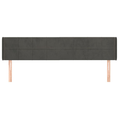 Cabeceira de cama c/ abas veludo 183x16x78/88cm cinzento-escuro