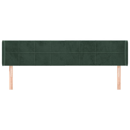 Cabeceira de cama c/ abas veludo 203x16x78/88cm verde-escuro