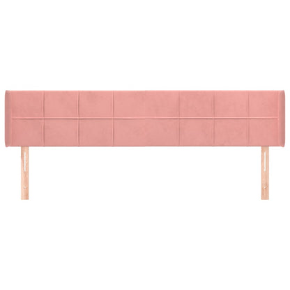 Cabeceira de cama c/ abas veludo 203x16x78/88 cm rosa