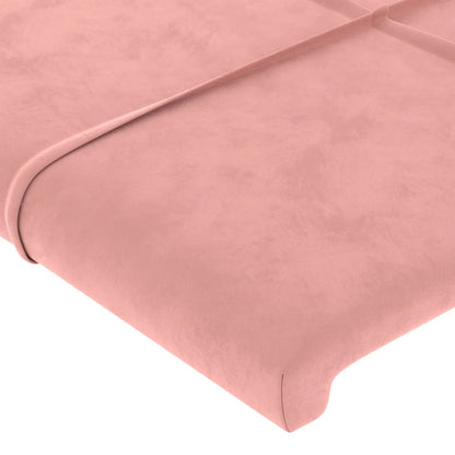 Cabeceira de cama c/ abas veludo 203x16x78/88 cm rosa