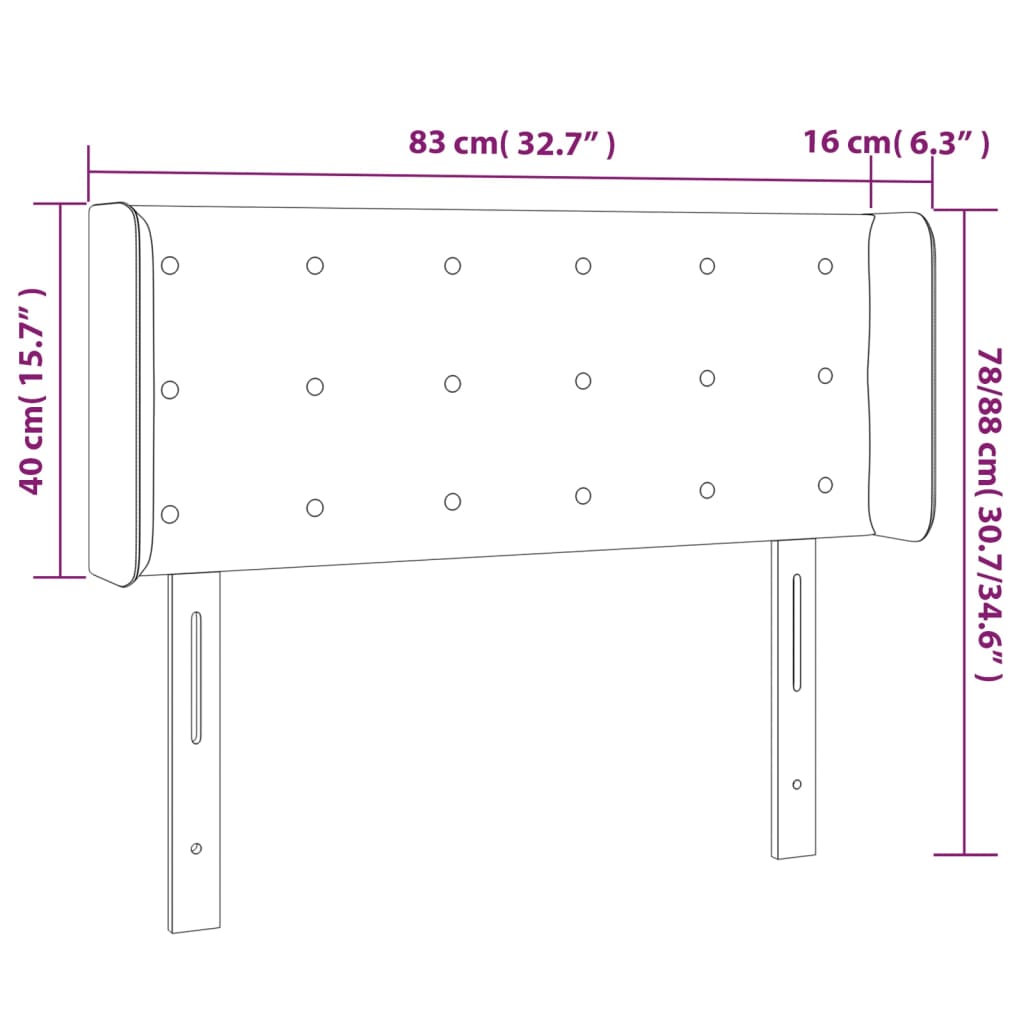 Cabeceira de cama c/ abas couro artificial 83x16x78/88 cm creme