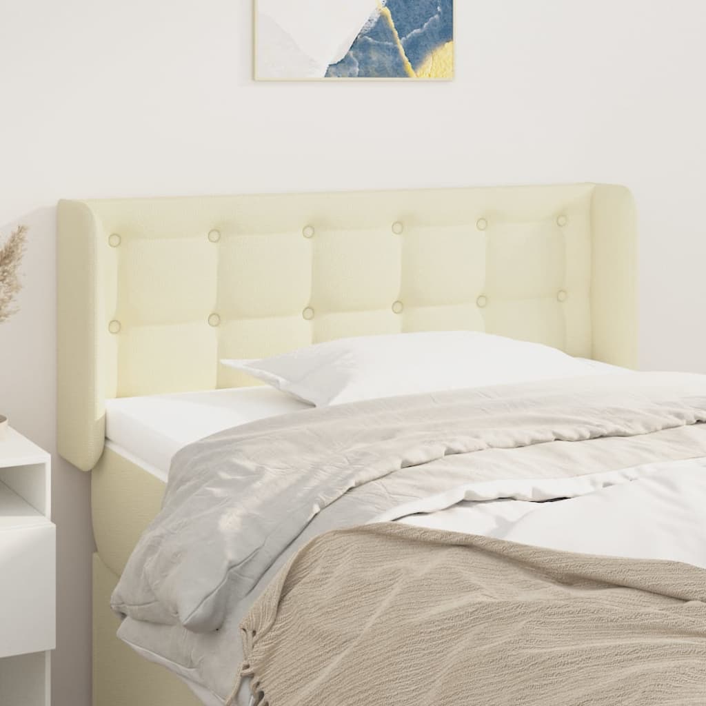 Cabeceira de cama c/ abas couro artificial 83x16x78/88 cm creme