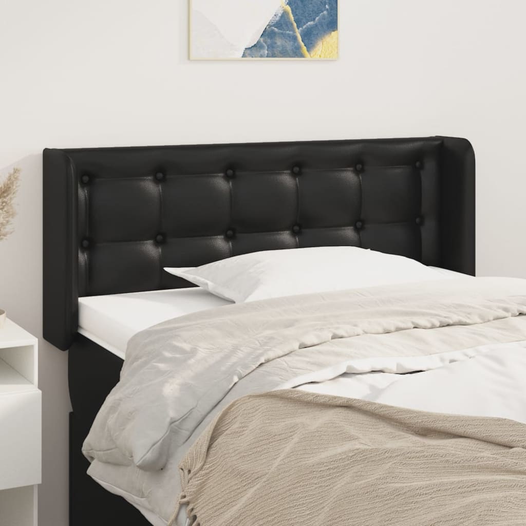 Cabeceira de cama c/ abas couro artificial 103x16x78/88cm preto