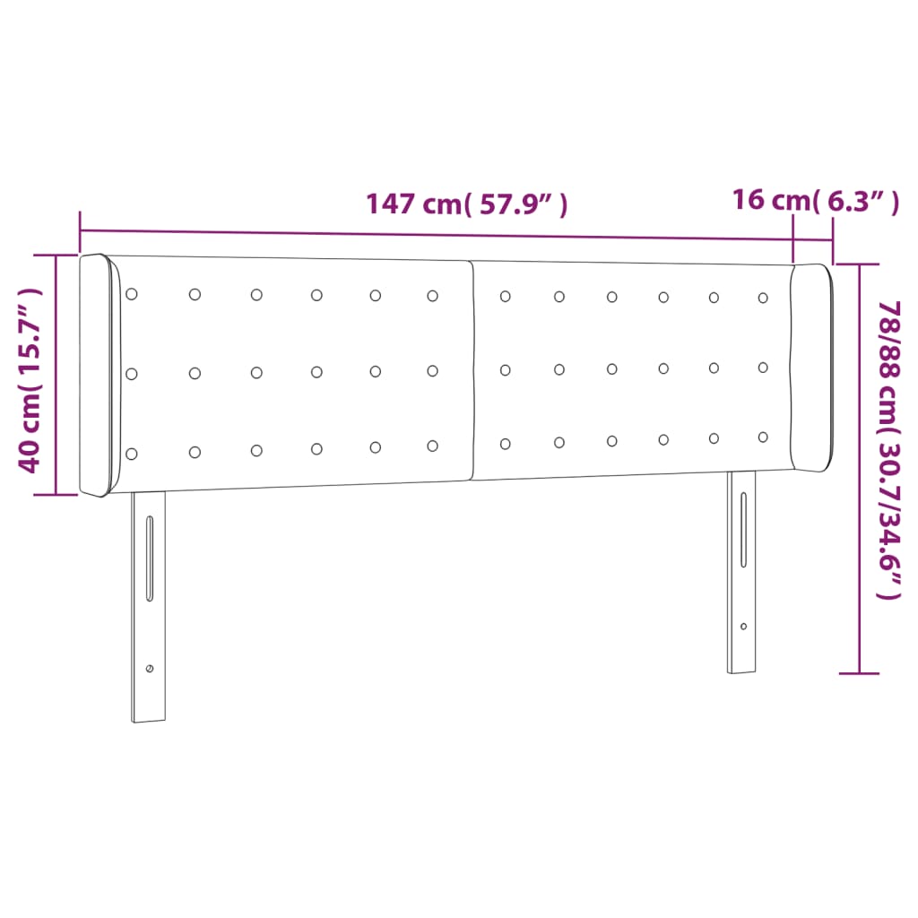 Cabeceira de cama c/ abas couro artificial 147x16x78/88cm preto