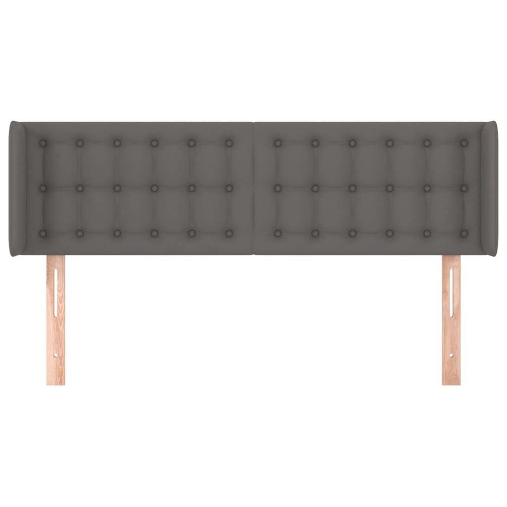 Cabeceira de cama c/ abas couro artificial 147x16x78/88cm cinza