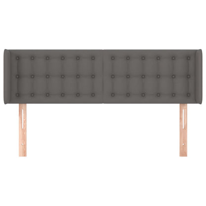 Cabeceira de cama c/ abas couro artificial 147x16x78/88cm cinza