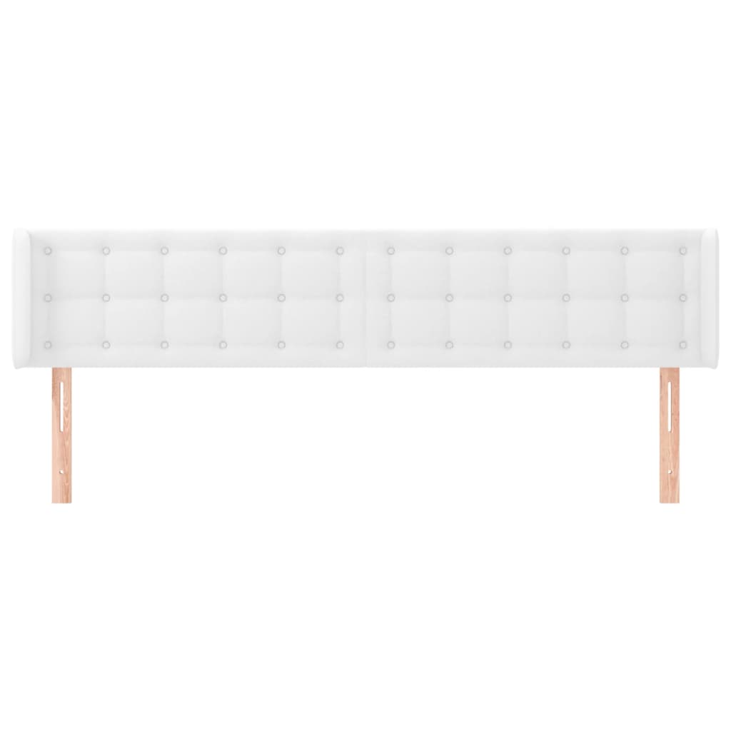 Cabeceira cama c/ abas couro artificial 163x16x78/88 cm branco