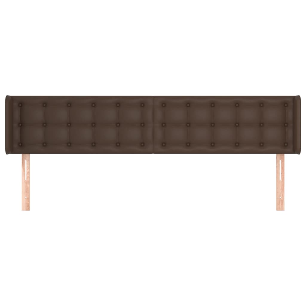 Cabeceira cama c/ abas couro artificial 163x16x78/88cm castanho