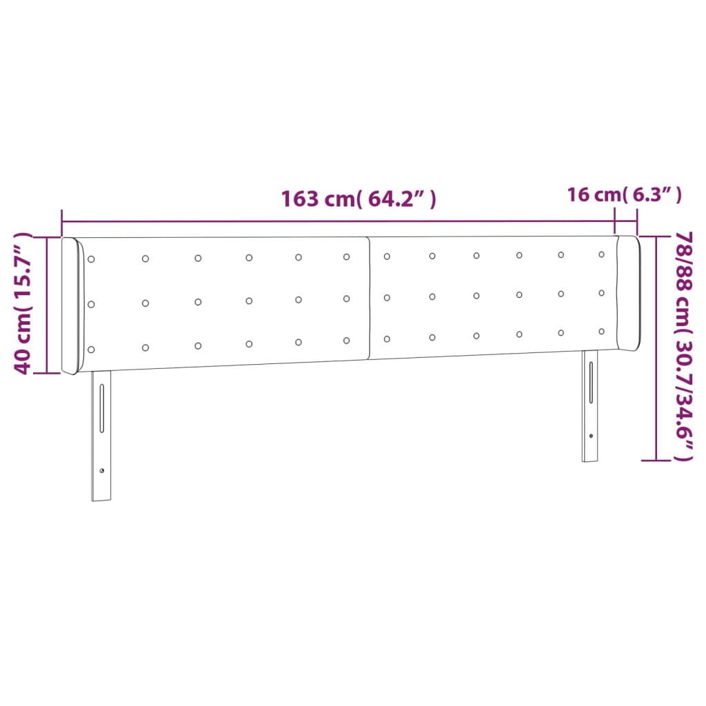 Cabeceira cama c/ abas couro artificial 163x16x78/88cm castanho