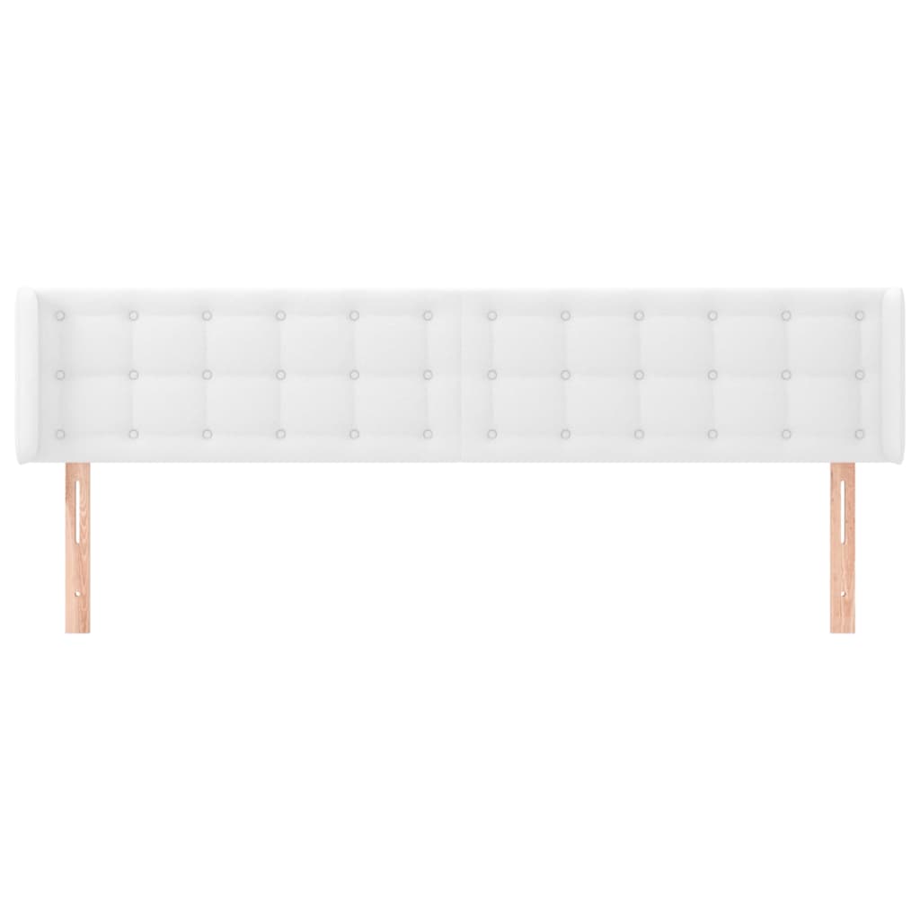 Cabeceira cama c/ abas couro artificial 203x16x78/88 cm branco